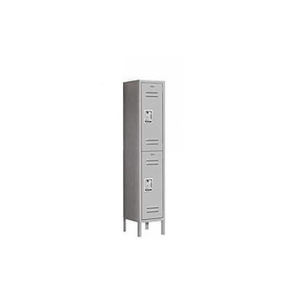 Salsbury Industries 62155GY-U 12 in. W x 66 in. H x 15 in. D Standard Metal Locker-Double Tier-1 Wide-Gray-Unassembled 62155GY-U - main
